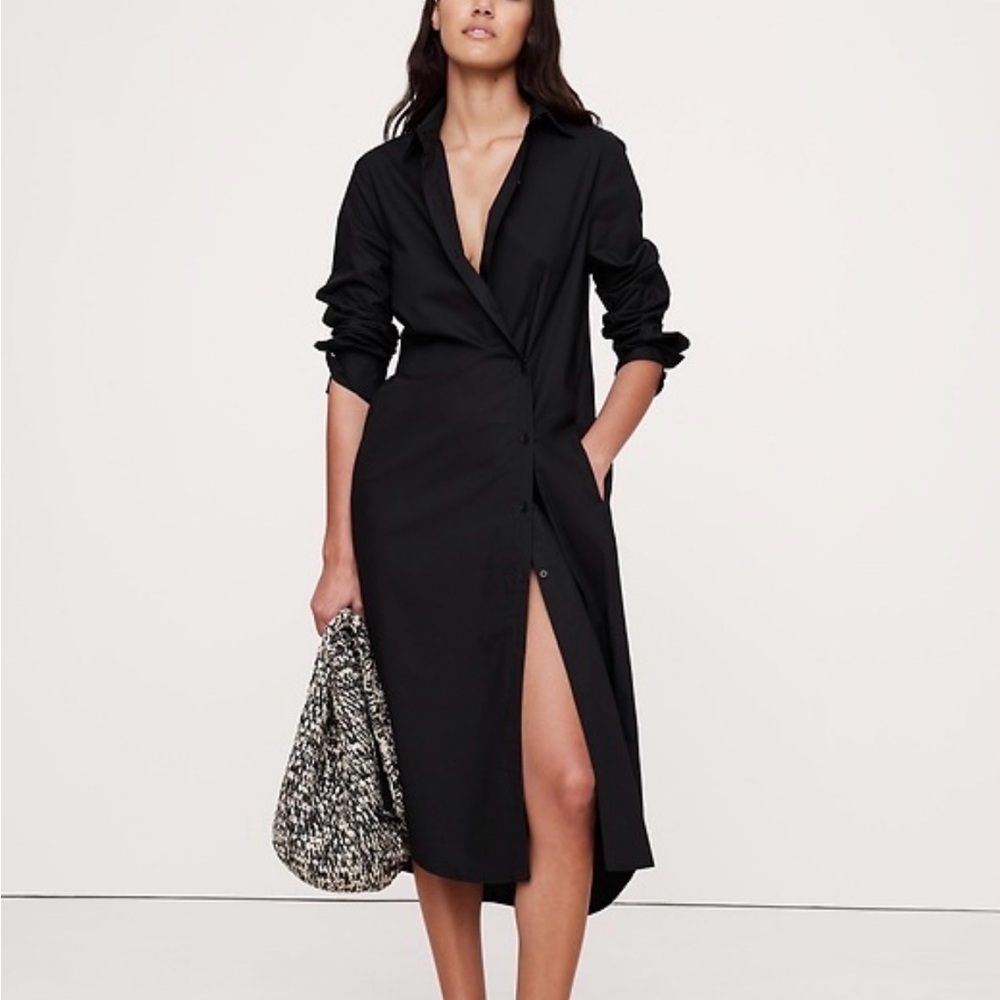 Banana republic COTTON POPLIN ASYMMETRICAL SHIRT DRESS